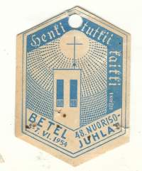 Betel 48. Nuorisojuhlat 1954  - merkki,  rintamerkki  pahvia