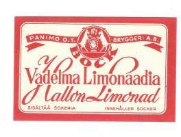 Vadelma Limonaadia -  juomaetiketti