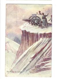 Die Wacht am Isonzo / 1 WWW   -tykkipostikortti, postikortti kulkenut 1915
