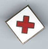 Röda Korset  - vanha  lukkoneulamerkki  rintamerkki   emali