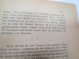 Ställningar och förhållanden i Finland - två föredrag  å Vetenskapsakademiens hörsal den 22 och 26 januari 1891 af Sven Palme -aikanaan Venäjälle menetetyn