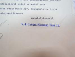 V.- ja U.-seura Kaarinan Vesa - Oy Littoinen Ab, 23.9.1938, tiedustelu näyttämöverhoista -business document