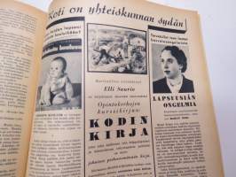 Kotiliesi 1938 nr 18, syyskuu II, ilmestynyt 15.9.1938,; Kansikuva Martta Wendelin, 12 eri mallia naisten kenkämuoti 1938