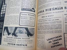 Kotiliesi 1938 nr 18, syyskuu II, ilmestynyt 15.9.1938,; Kansikuva Martta Wendelin, 12 eri mallia naisten kenkämuoti 1938