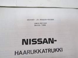 Nissan haarukkatrukki H01 ja 02 (OM6Z-H012G0 March 1986) -käyttö- ja huolto-ohjekirja -instructions &amp; service manual in finnish