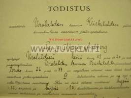 Virolahti, Kiiskilahti kansakoulu Senja Maria Ahlberg -todistus