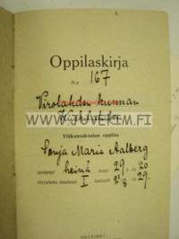 Virolahti Kiiskilahti yläkansakoulu  Senja Maria Ahlberg -todistuskirja