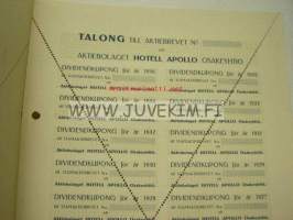 Aktiebolaget Hotell Apollo Osakeyhtiö, Helsingfors 1 000 mk -osakekirja