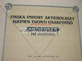Finska Import Ab Suomen Tuonti Oy, Helsinki, 500 mk -osakekirja