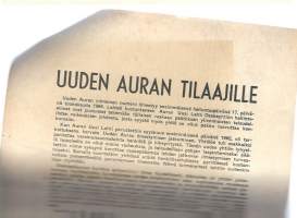 Uuden Auran tilaajille - viimeinen numero ilmestyy 17.5.1964 ... ovat joutuneet tekemään raskaan päätöksen ....