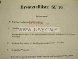 Kleine SF 10 Zuckerrüben - Erntemaschine Ersatzteilliste 1996 -sokerijuurikaskone varaosaluettelo