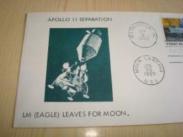 Apollo 11 separation, LM (Eagle) leaves for Moon, First Man on the Moon, USA, 1969, ensipäiväkuori, FDC. Katso myös muut kohteeni, mm. noin 1200 erilaista