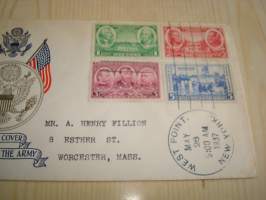 Honor Cover, Heroes of the Army, West Point, USA, 1937, ensipäiväkuori, FDC. Katso myös muut kohteeni, mm. noin 1200 erilaista amerikkalaista ensipäiväkuorta