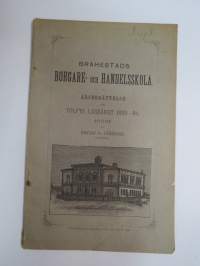 Brahestads Borgare- och Handelsskola - Årsberättelse öfver tolfte läseåret 1893-94 afgifven af Gustaf F. Lönnbeck. Elevlistor, innehåller också