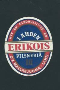 Lahden Erikois III Pilsneriä -  olutetiketti