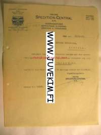 Finland Spedition-Central A.-B. Åbo/Turku 12.11.1923 -asiakirja
