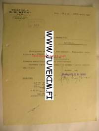 Osakeyhtiö K. Wikki Pori 19.4.1927 -asiakirja