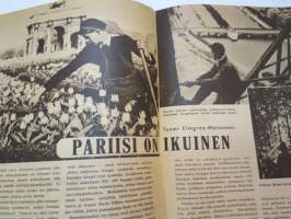 Suomen Kuvalehti 1947 nr 29, ilmestynyt 19.7.1947, sis. mm. seur. artikkelit / kuvat / mainokset; Kansikuva &quot;Heinää kaatuu&quot;, Karhula-Iittala lasitölkit,