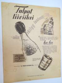 Suomen Kuvalehti 1947 nr 29, ilmestynyt 19.7.1947, sis. mm. seur. artikkelit / kuvat / mainokset; Kansikuva &quot;Heinää kaatuu&quot;, Karhula-Iittala lasitölkit,