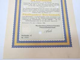 7% Anleihe des Freistaats Mecklenburg-Schwerin von 1926 C nr 1608 Schuldverschreibung -velkakirja / loan certificate