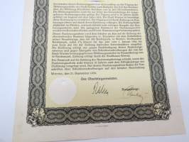 Auslosungsschein zur Ablösungsanleihe der Stadt Worms 50 Reichsmark Nr 1276 1929 -velkakirja / loan certificate