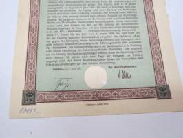Auslosungsschein zur Ablösungsanleihe der Stadt Duisburg 25 Reichsmark Nr B. 063 1927 -velkakirja / loan certificate