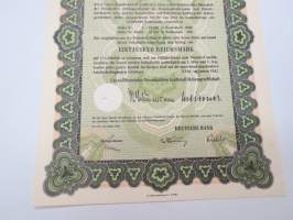 Union Rheinische Braunkohlen Kraftstoff AG, Köln 1 000 Rm 4% Teilschuldverschreibung Nr 20570, 1942 -velkakirja / loan certificate