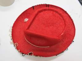 Lännenhattu, punainen, 1950/60-luvun tyypillinen lasten leikkihattu -cowboyhat for children
