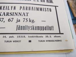 Suuret kansalliset Åke-pokaali nyrkkeilyt Turun konserttisalissa 1.3-2.3.1959 -juliste / poster