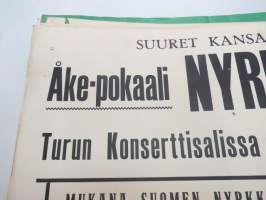 Suuret kansalliset Åke-pokaali nyrkkeilyt Turun konserttisalissa 1.3-2.3.1959 -juliste / poster