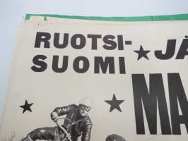 Ruotsi-Suomi jäärata (jääspeedway) maaottelu Turun urheilupuistossa 1.3.1959 Bramberg, Andersson, Knuttson, Pajari, Jousanen, Seliverstow -juliste / poster