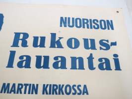 Nuorison Rukouslauantai Martin kirkossa 21.2.1959 -juliste / poster