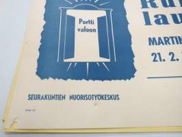Nuorison Rukouslauantai Martin kirkossa 21.2.1959 -juliste / poster