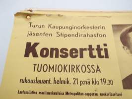 Konsertti Tuomiokirkossa - Konsert i Domkyrkan / Robert McFerrin - maailmankuuluisa Metropolitan-oopperan neekeribarytoni, 21.2.1959 -juliste / poster