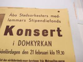 Konsertti Tuomiokirkossa - Konsert i Domkyrkan / Robert McFerrin - maailmankuuluisa Metropolitan-oopperan neekeribarytoni, 21.2.1959 -juliste / poster