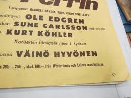 Konsertti Tuomiokirkossa - Konsert i Domkyrkan / Robert McFerrin - maailmankuuluisa Metropolitan-oopperan neekeribarytoni, 21.2.1959 -juliste / poster
