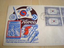 WWII, Overrun Country, Miehitetyt valtiot: Korea, USA, 1944, ensipäiväkuori, FDC, harvinaisempi malli. Katso myös muut kohteeni mm. noin 1200 erilaista