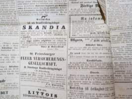 Åbo Underrättelser, torsdagen den 2 januari 1862 + lördagen den 4 januari + torsdagen den 9 januari - 3 stycken hela och ett klippt tidning tillsammans -3 kpl