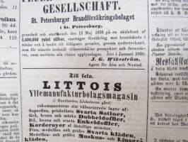 Åbo Underrättelser, torsdagen den 2 januari 1862 + lördagen den 4 januari + torsdagen den 9 januari - 3 stycken hela och ett klippt tidning tillsammans -3 kpl