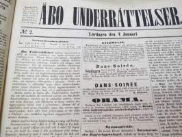 Åbo Underrättelser, torsdagen den 2 januari 1862 + lördagen den 4 januari + torsdagen den 9 januari - 3 stycken hela och ett klippt tidning tillsammans -3 kpl