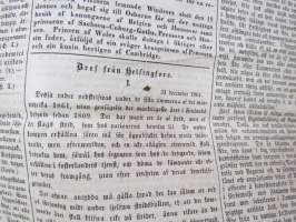 Åbo Underrättelser, torsdagen den 2 januari 1862 + lördagen den 4 januari + torsdagen den 9 januari - 3 stycken hela och ett klippt tidning tillsammans -3 kpl