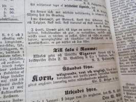 Åbo Underrättelser, torsdagen den 2 januari 1862 + lördagen den 4 januari + torsdagen den 9 januari - 3 stycken hela och ett klippt tidning tillsammans -3 kpl