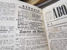 Åbo Underrättelser, torsdagen den 2 januari 1862 + lördagen den 4 januari + torsdagen den 9 januari - 3 stycken hela och ett klippt tidning tillsammans -3 kpl