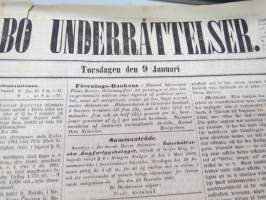 Åbo Underrättelser, torsdagen den 2 januari 1862 + lördagen den 4 januari + torsdagen den 9 januari - 3 stycken hela och ett klippt tidning tillsammans -3 kpl