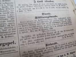 Åbo Underrättelser, torsdagen den 2 januari 1862 + lördagen den 4 januari + torsdagen den 9 januari - 3 stycken hela och ett klippt tidning tillsammans -3 kpl