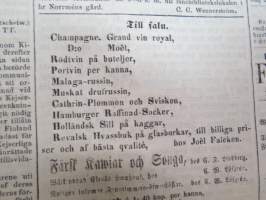 Åbo Underrättelser, torsdagen den 2 januari 1862 + lördagen den 4 januari + torsdagen den 9 januari - 3 stycken hela och ett klippt tidning tillsammans -3 kpl