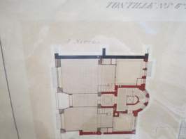 Piirustus Turun Suomalaisen Säästöpankin Uutisrakennukseksi... 1913, Oscar Bomanson -arkkitehtipiirustus / architect´s drawing