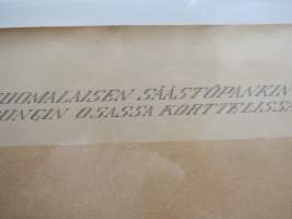 Piirustus Turun Suomalaisen Säästöpankin Uutisrakennukseksi... 1913, Oscar Bomanson -arkkitehtipiirustus / architect´s drawing
