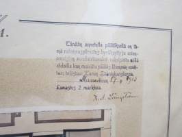 Piirustus Turun Suomalaisen Säästöpankin Uutisrakennukseksi... 1913, Oscar Bomanson -arkkitehtipiirustus / architect´s drawing