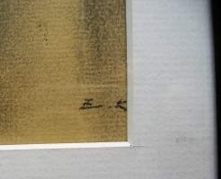 Erkki Koponen, &quot;Körttimies (Paavo Ruotsalainen) mustaliitu,sign E.K , 15x24/22x30 cm / Erkki Adolf Koponen ( 1899 Helsinki –  1996) oli taidemaalari ja
